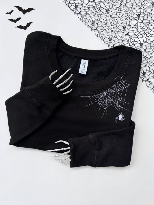 Embroidered Spider Cobweb SweatshirtKiddio