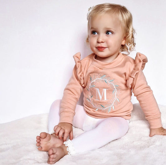 Personalised Christmas Frill Jumper - Embroidered MonogramKiddio