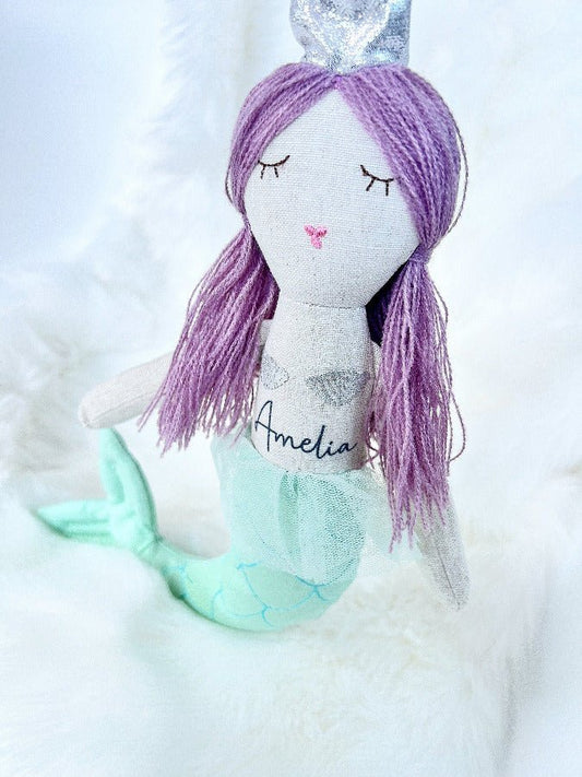 Personalised Mermaid Linen DollKiddioSoft Toys