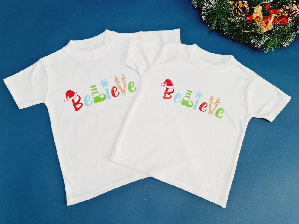Believe - Baby and Toddler Christmas Short Sleeve T-ShirtKiddio