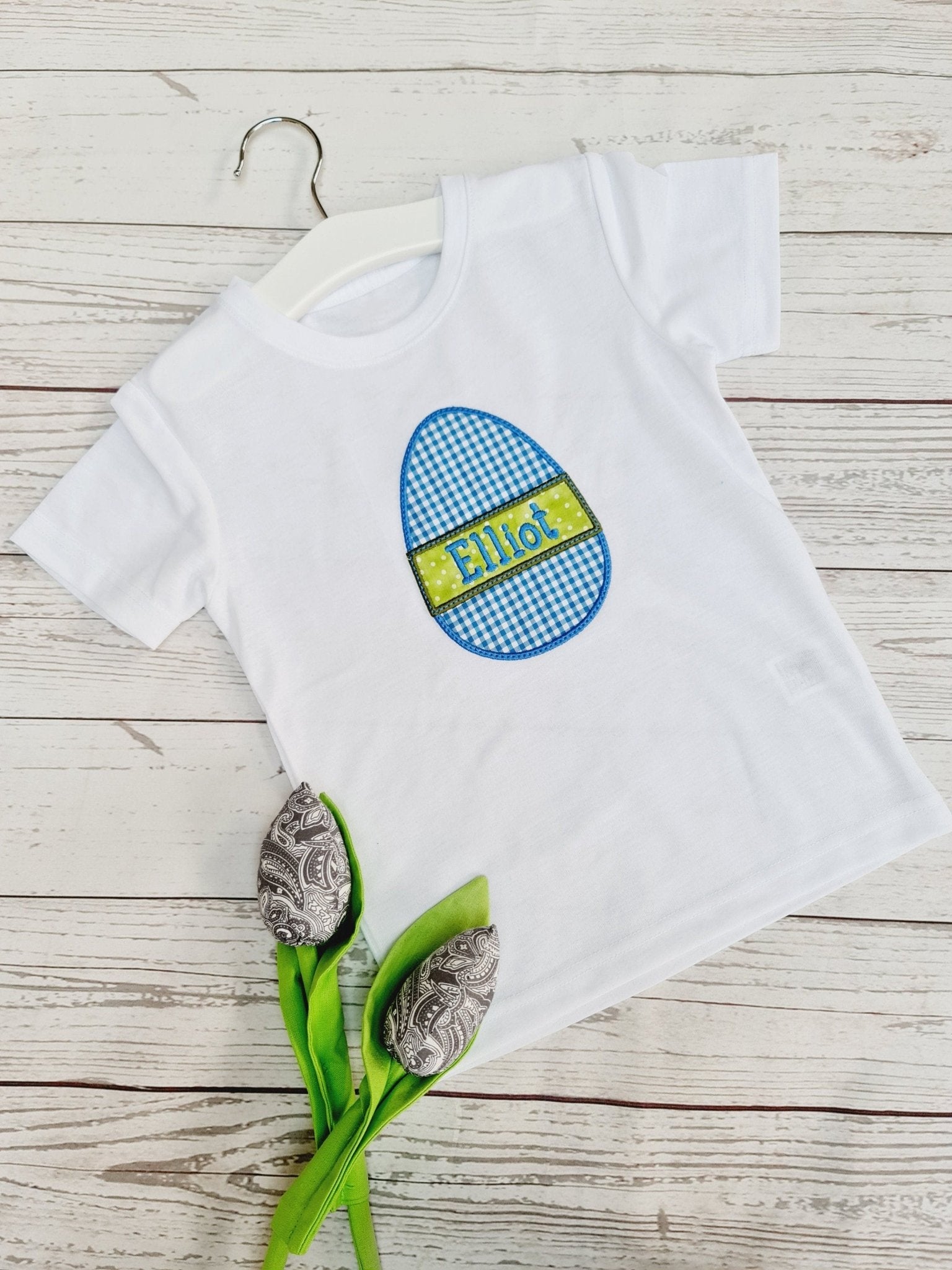 Children's Easter T-shirt, Easter Gift, Personalised T-shirt, Boys Easter Egg Top , Easter Egg Hunt , Embroidered Easter EggKiddio