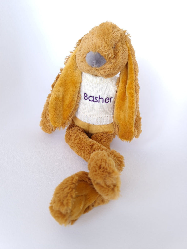 Embroidered Bunny Richie with Knitted Jumper from Happy HorseKiddioSoft Toys