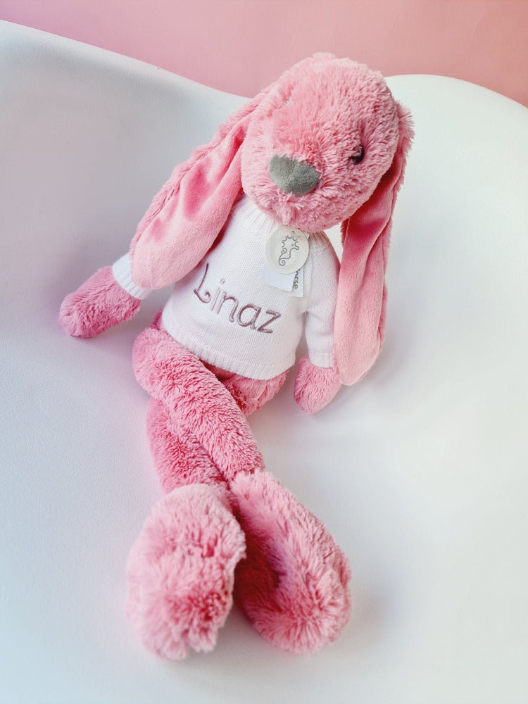 Embroidered Bunny Richie with Knitted Jumper from Happy HorseKiddioSoft Toys
