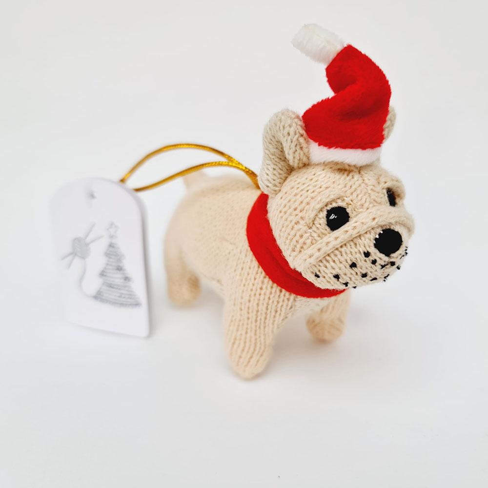 Knitted Bulldog Christmas Tree DecorationKiddio