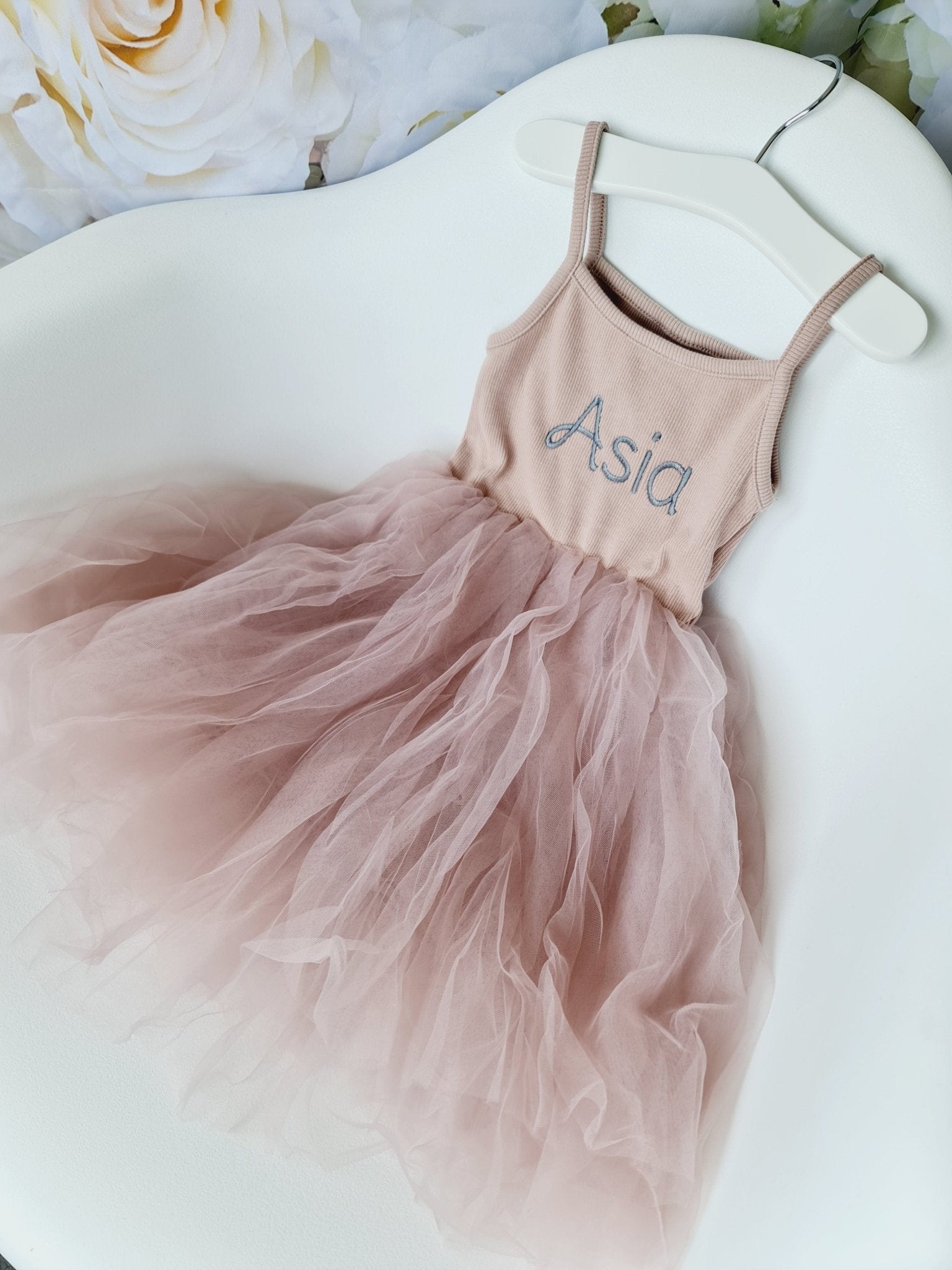 Personalised Ballerina Tulle Flower Girl DressKiddioClothes