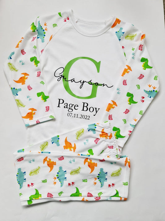 Personalised Dinosaur Print Long Sleeve Pyjama SetKiddio