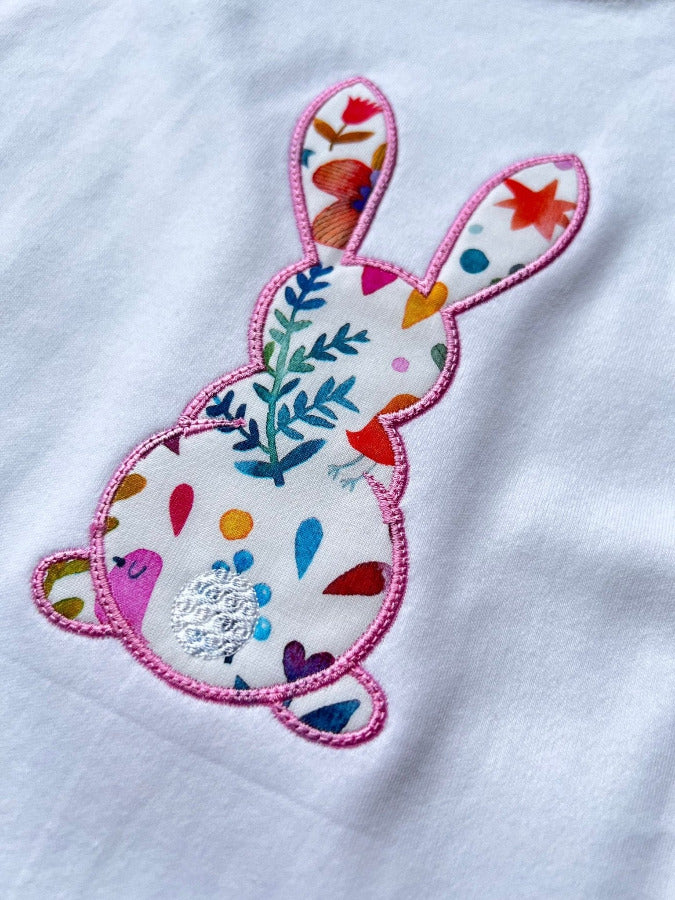 Personalised Easter Bunny Applique T-Shirt, Embroidered Bunny Top, Easter Bunny Outfit, Easter Present , Personalised RabbitKiddio