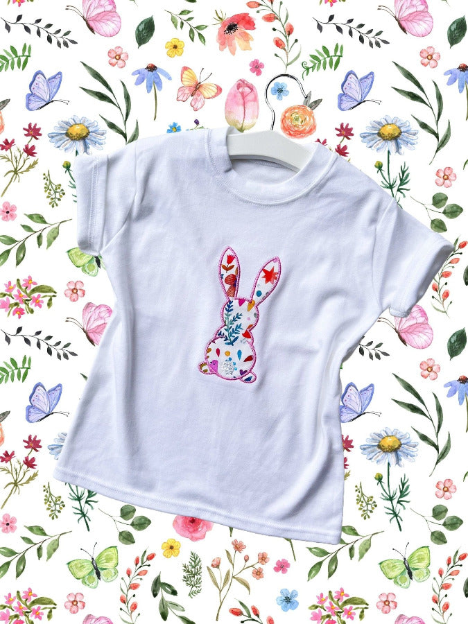 Personalised Easter Bunny Applique T-Shirt, Embroidered Bunny Top, Easter Bunny Outfit, Easter Present , Personalised RabbitKiddio