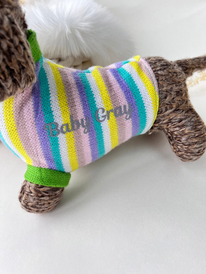 Personalised Knitted Sausage Dog Soft Toy in Jumper, Personalised Dog Toy, Sausage Dog Soft Toy, dachshundKiddio