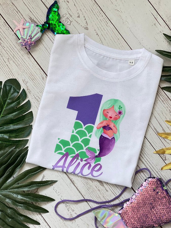 Personalised Mermaid Birthday T-ShirtKiddio