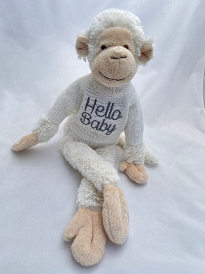 Personalized Monkey Soft Toy with Embroidered JumperKiddio