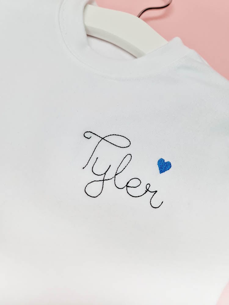 White Embroidered T-Shirt With Little HeartKiddioClothes